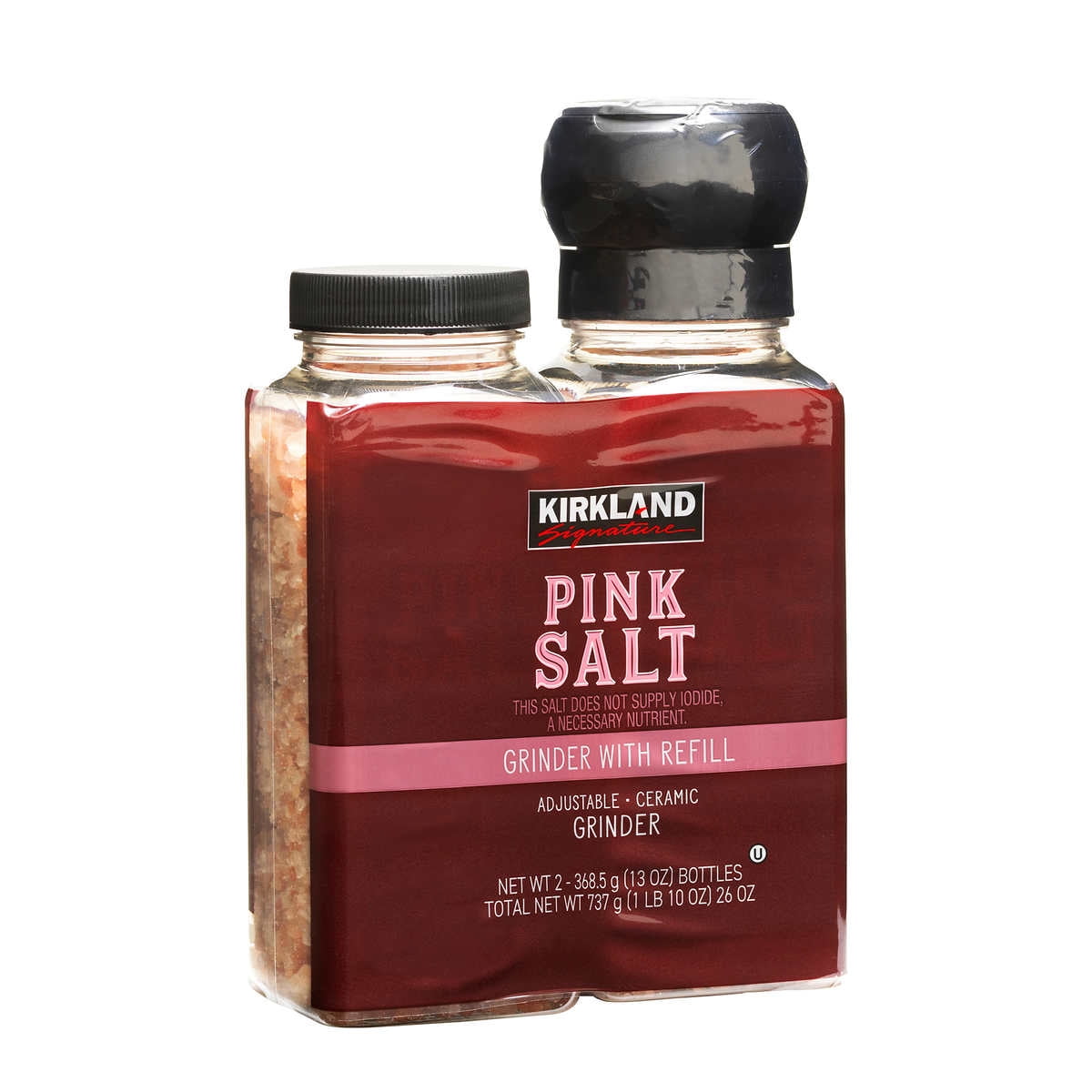 Kirkland Signature Pink Salt, Grinder wtih Refill, 13 Ounce (2 Count)