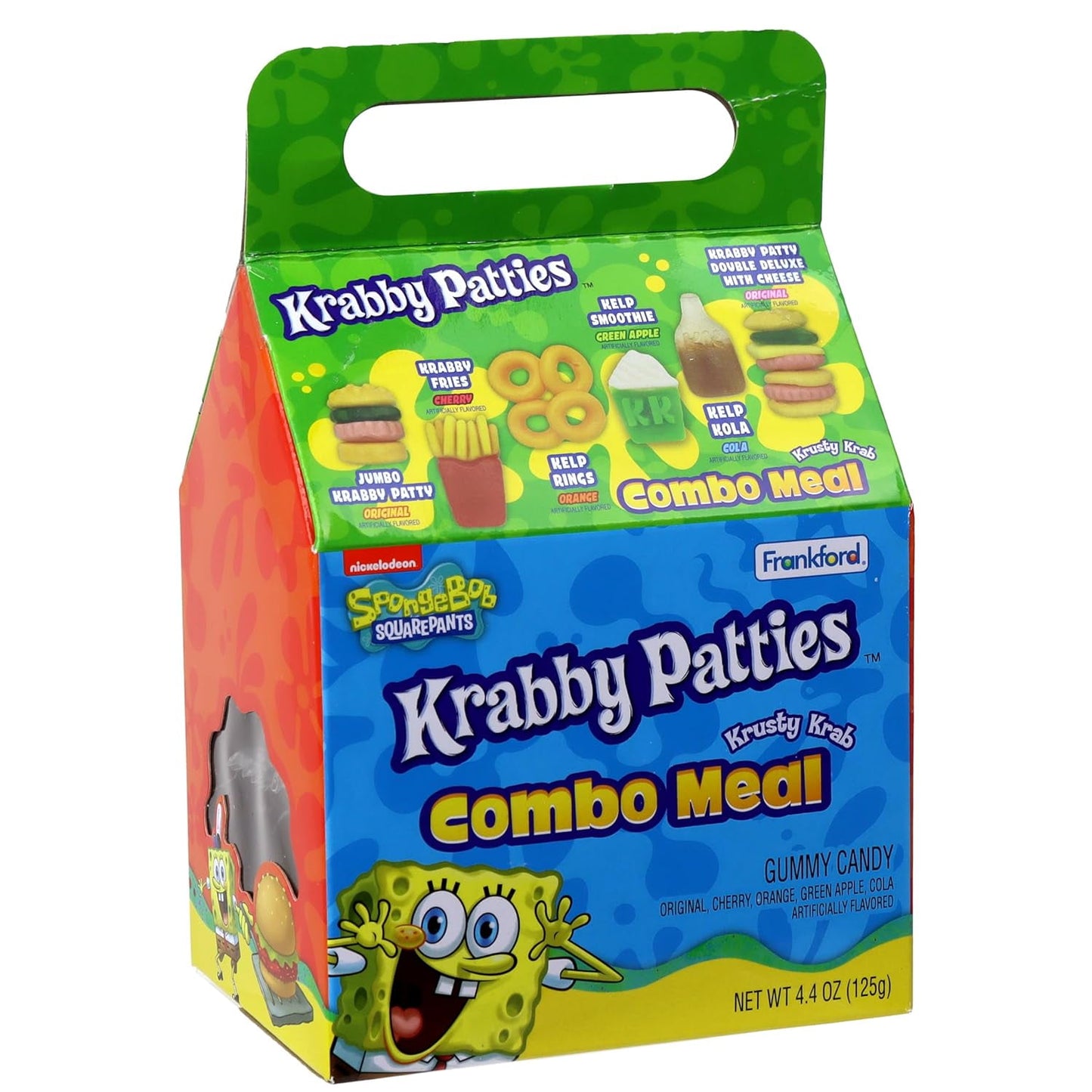 SpongeBob Squarepants Krabby Patties Gummy Candy Combo Meal, 6pk, Each Box Includes Individually wrapped Krabby Patty Burgers, 26.4oz Total with Spongebob Waterproof Sticker. Sticker May Vary