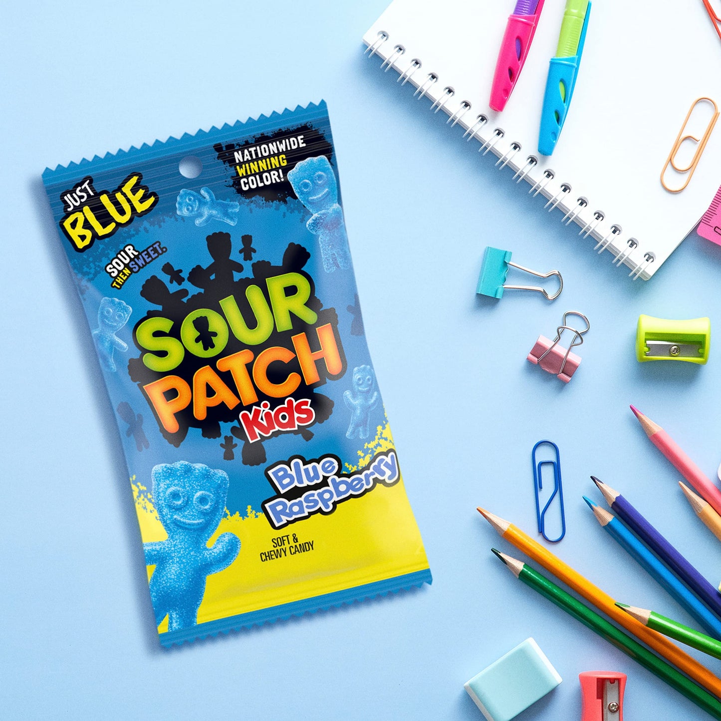 SOUR PATCH KIDS Blue Raspberry Soft & Chewy Candy, 12-8 oz Bags
