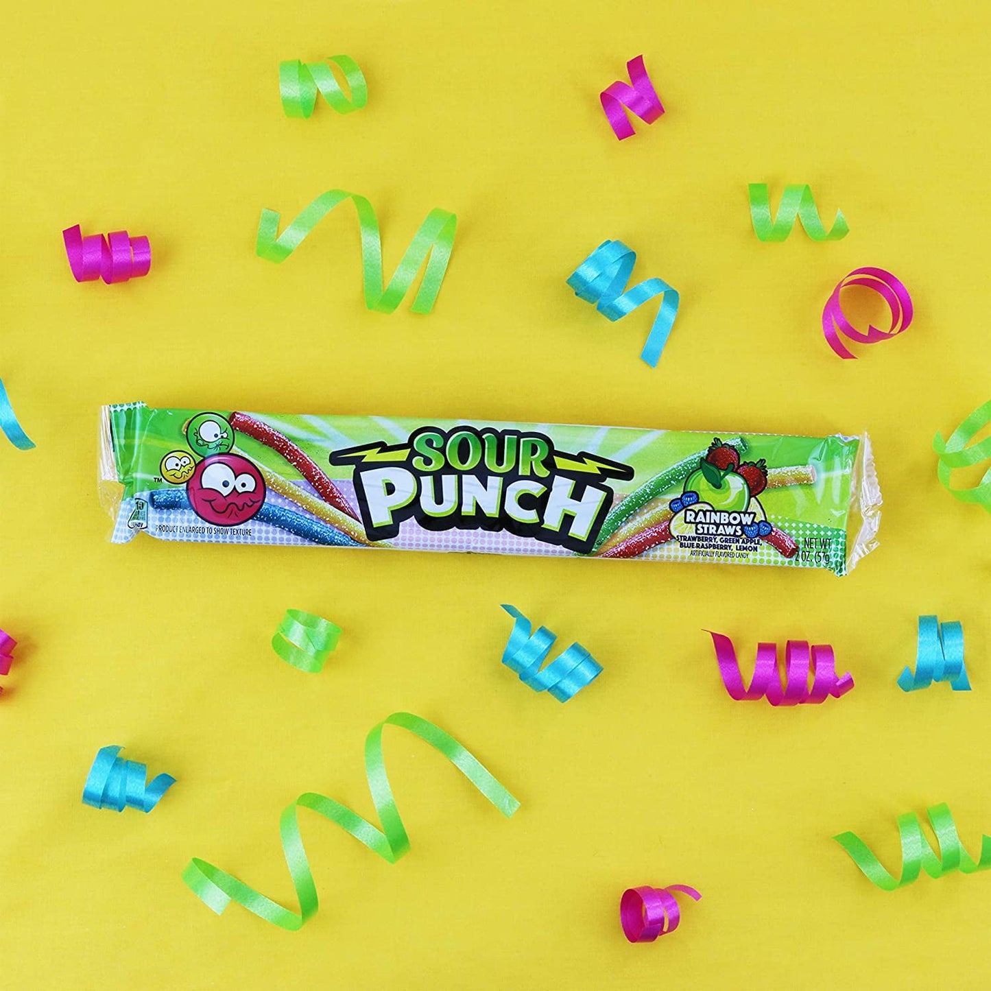 Sour Punch Rainbow Straws Chewy Candy 2oz Tray (24-Pack)