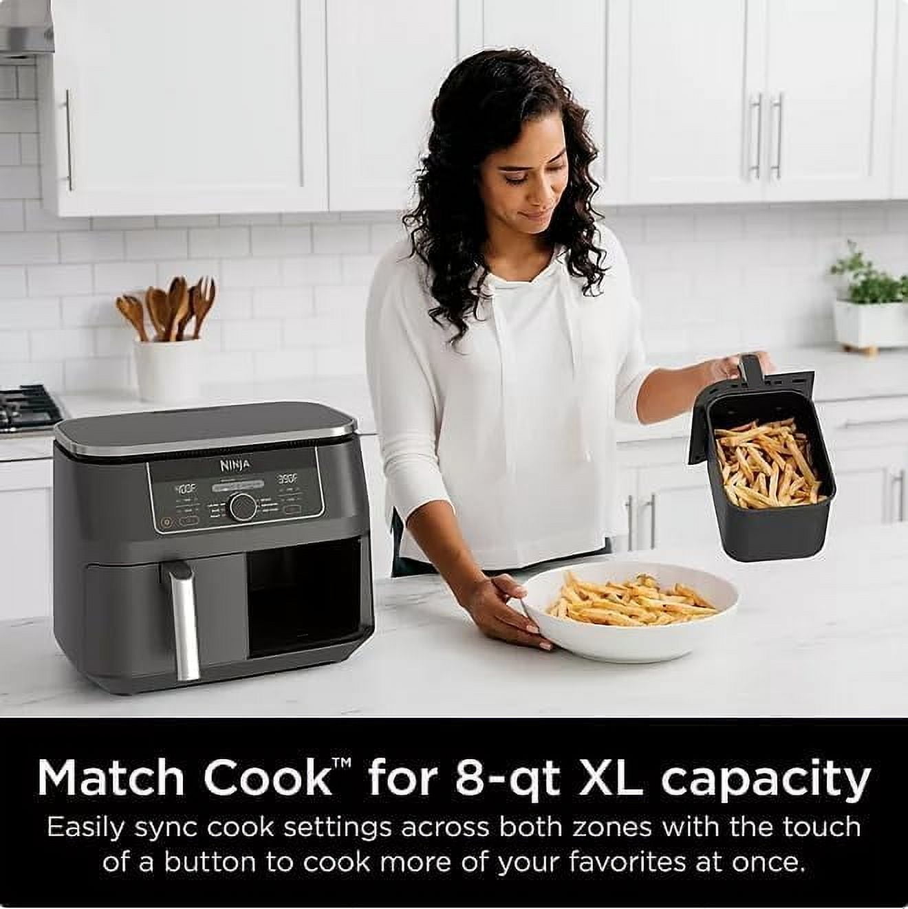 Ninja Foodi 8 qt 2-Basket Air Fryer, Black - DualZone Technology, Smart Finish