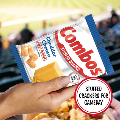 Combos Cheddar Cheese Baked Crackers, 6.3 oz Bag (pack of 2) with By The Cup Bag Clip