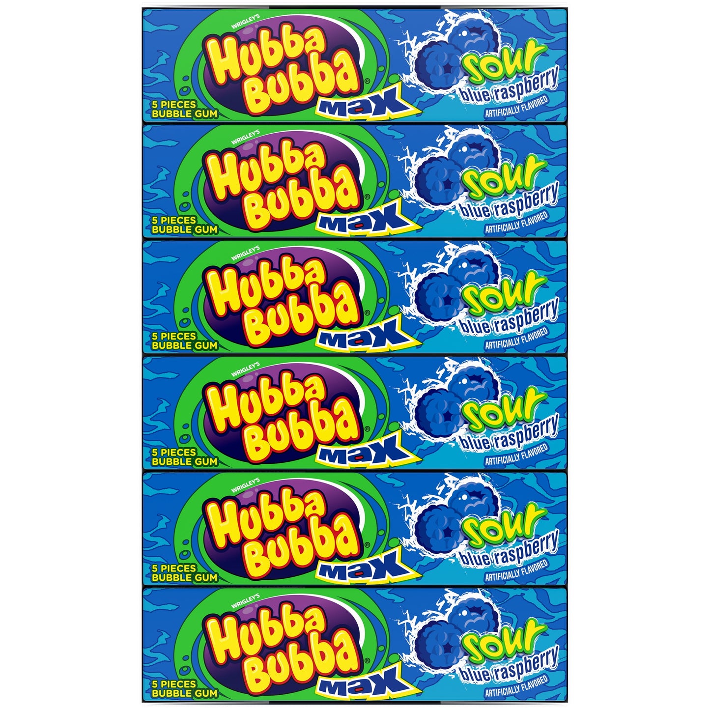 Hubba Bubba Sour Blue Raspberry Max Bubble Gum, 90 Pieces Box