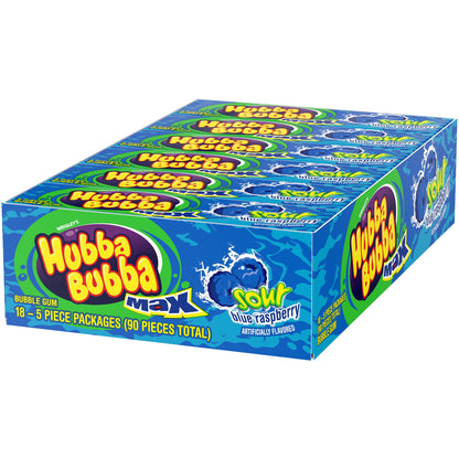 Hubba Bubba Sour Blue Raspberry Max Bubble Gum, 90 Pieces Box