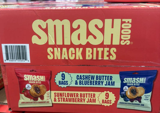 Smash Snacks Bite Cashew Butter and Blueberry Jam & Sun Flower Butter and Strawberry Jam