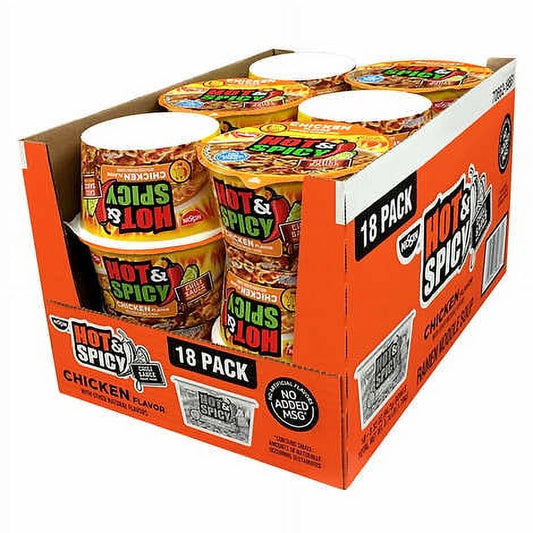 Nissin Hot & Spicy Bowl Noodles, Chicken Flavor