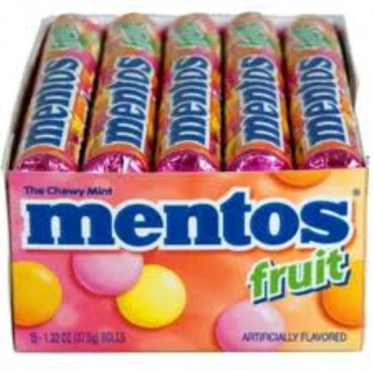 Mentos Mixed Fruit Flavor Roll 15 Rolls (1.32 oz per roll) (Pack of 2)