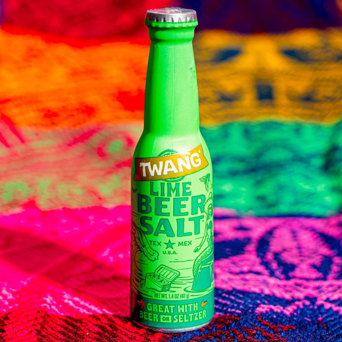 Twang Beer Salt, Lime Flavored, 1.4 oz Plastic Beer Shaped Bottles, 24 Pack