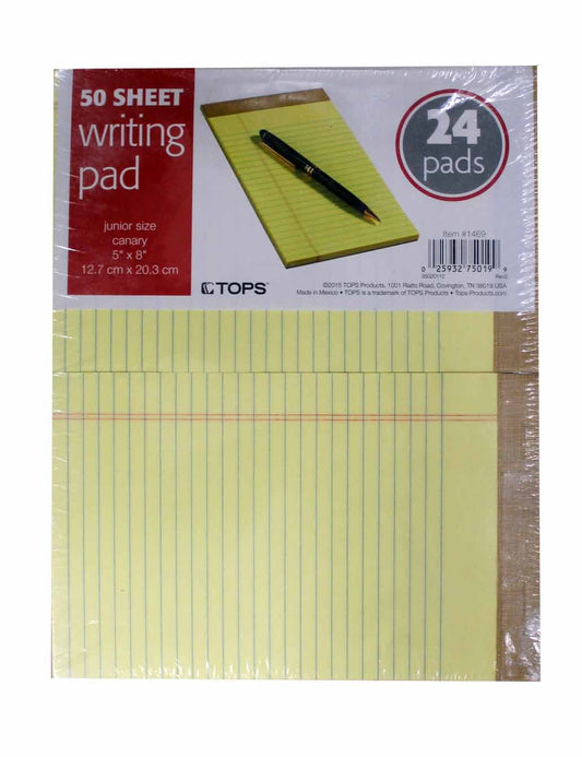 Tops Perforated Junior Size 50 Sheet Writing Pad Canary Yellow 24 Count