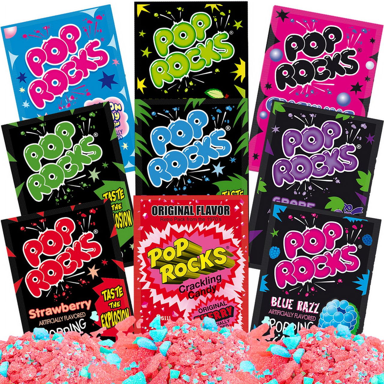Pop Rocks Candy - 9 Flavors Pop Rocks Bulk Variety Pack by Gaudum (9 Units, 1 of Each Flavor)