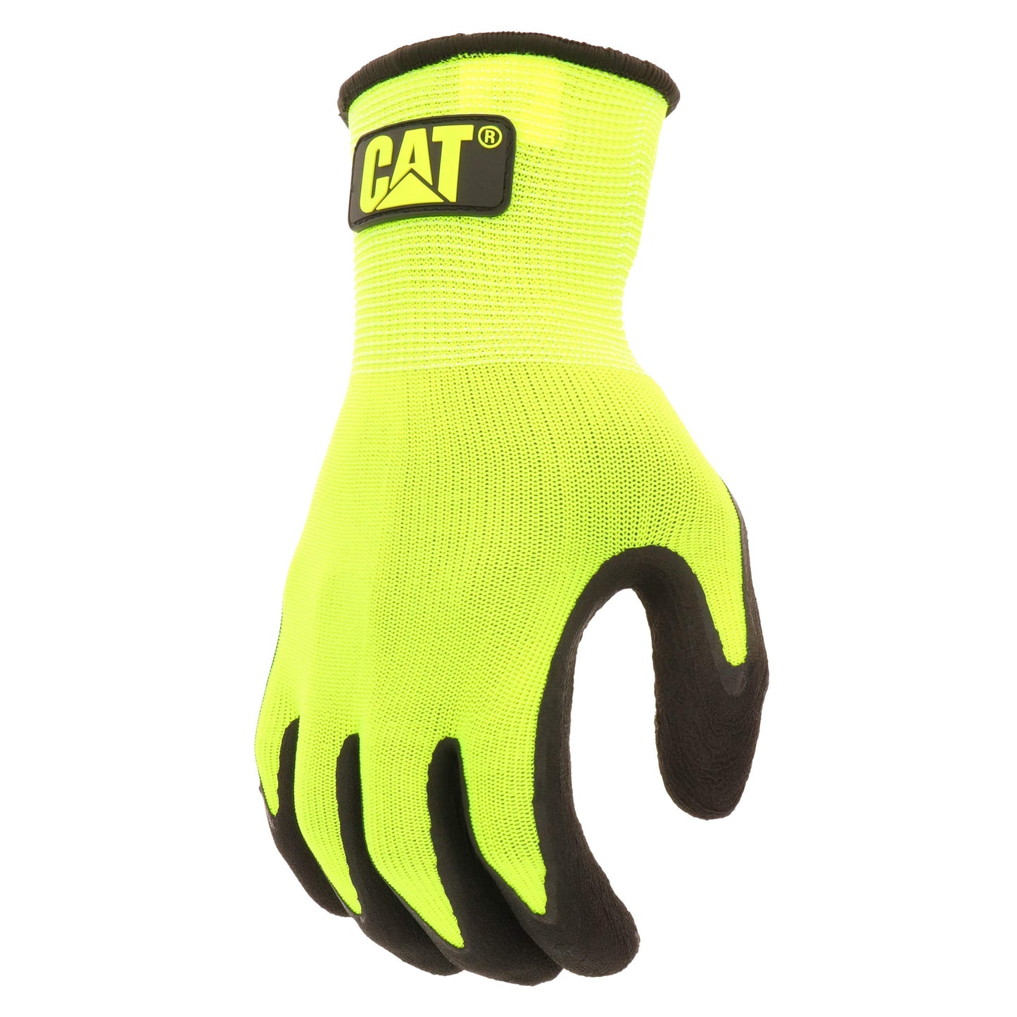 Cat CAT017418L Hivis Poly Knit Coated Palm Gloves