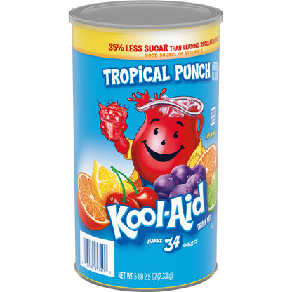 Kool-Aid Sugar-Sweetened Tropical Punch Artificially Flavored Powdered Soft Drink Mix, 5.16 lb Canister