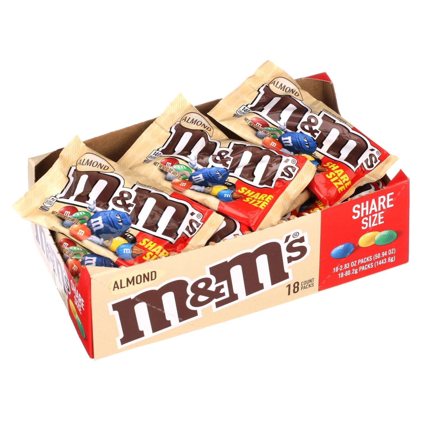 M&M's, Almond Milk Chocolate Candy Sharing Size, 2.83 Ounce, 18 Count
