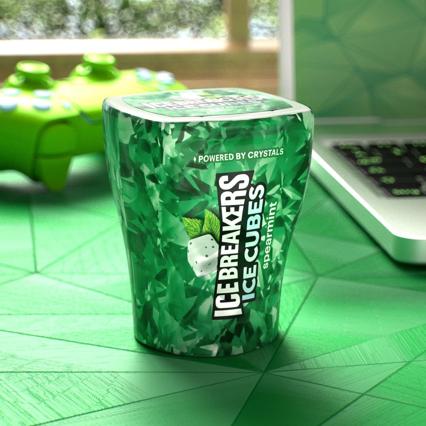 Ice Breakers Ice Cubes Spearmint Sugar Free Chewing Gum, Bottles 3.24 oz, 6 Count, 40 Pieces