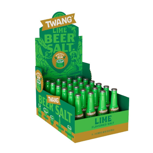 Twang Beer Salt, Lime Flavored, 1.4 oz Plastic Beer Shaped Bottles, 24 Pack