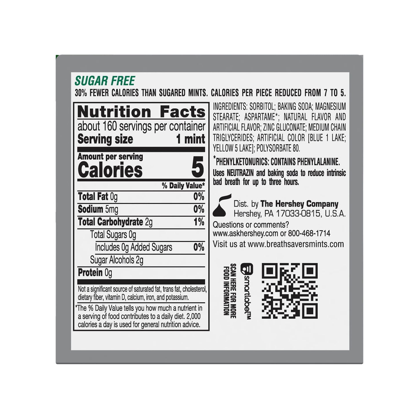 Breath Savers Spearmint Sugar Free Breath Mints, Tins 1.27 oz, 8 Count