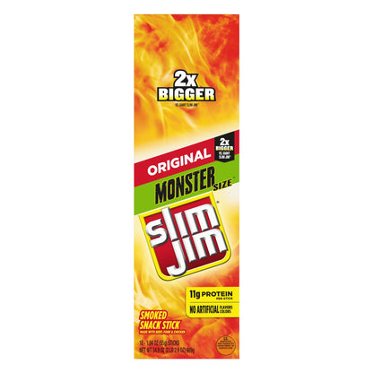 Slim Jim Monster Smoked Meat Sticks, Original Flavor, 1.94 oz. 18-Count