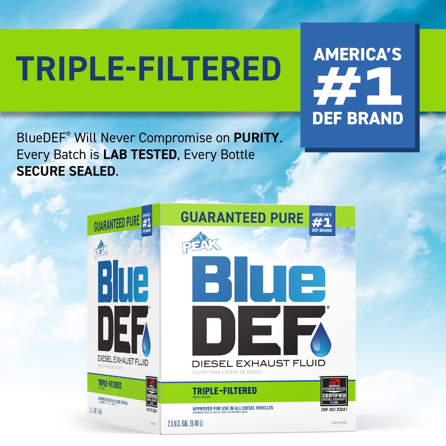 BlueDEF Diesel Exhaust Fluid 2.5 Gal Box - for Diesel Vehicles with SCR Systems - 1 Pack Box
