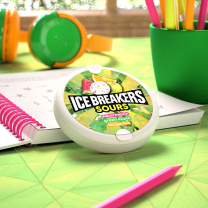 Ice Breakers Sours Assorted Fruit Flavored Sugar Free Mints, Tins 1.5 oz, 8 Count
