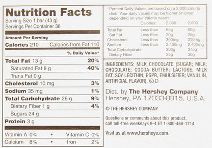 Hershey's King Size Milk Chocolate Bars, 2.6 oz, 18 Count