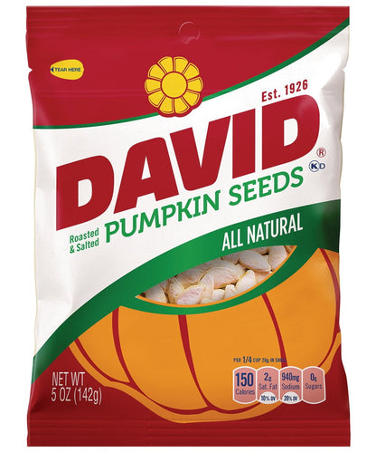 David All Natural PumPackin Salted and Roasted Seeds nuts Snack 5oz (12 Pack)