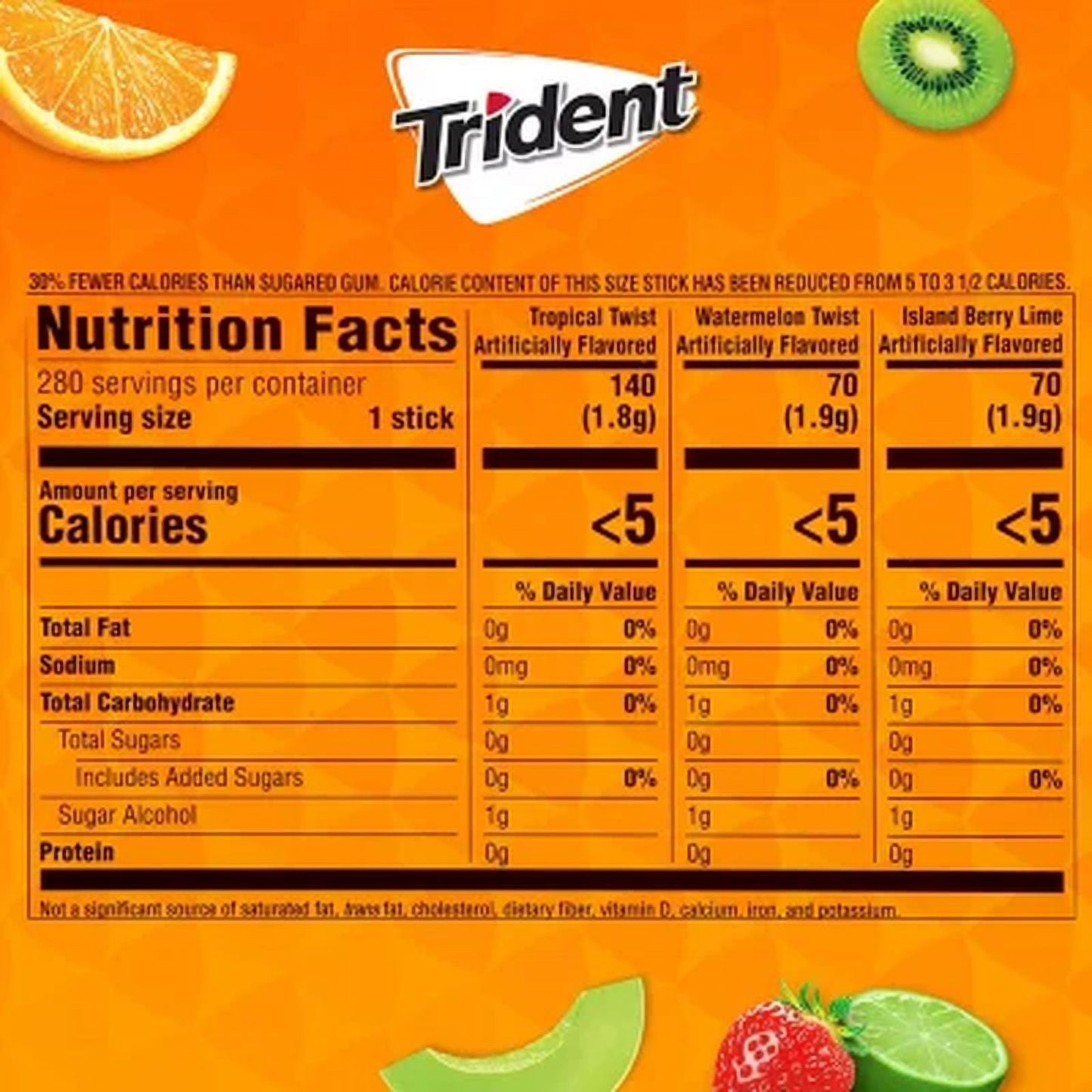 Trident Fruit Variety Pack Sugar Free Gum (14 per Pk., 20 Pk.)
