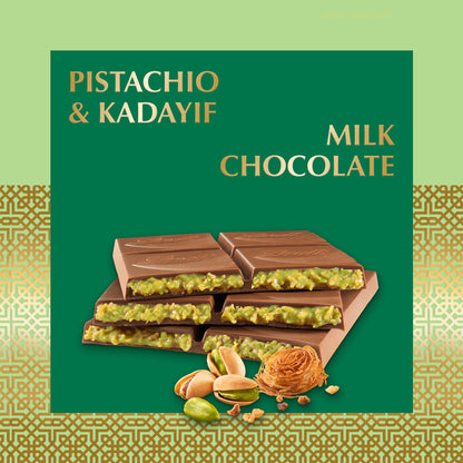 Lindt Dubai Style Milk Chocolate Candy with Pistachio & Kadayif, 5.3 oz. Bar