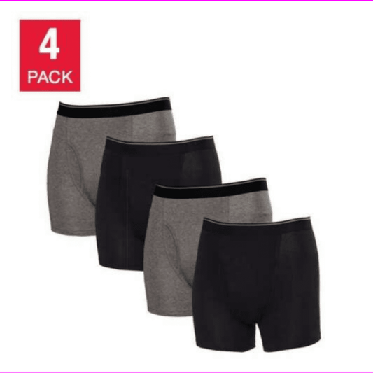Kirkland Signature Men?? Boxer Briefs (4 Pack) 2 Gray,2 Black,(M)