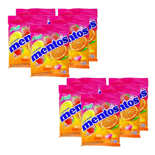 Mentos Fruit mix of strawberry, orange and lemon. 4.76oz (135g) - (10 Pack)