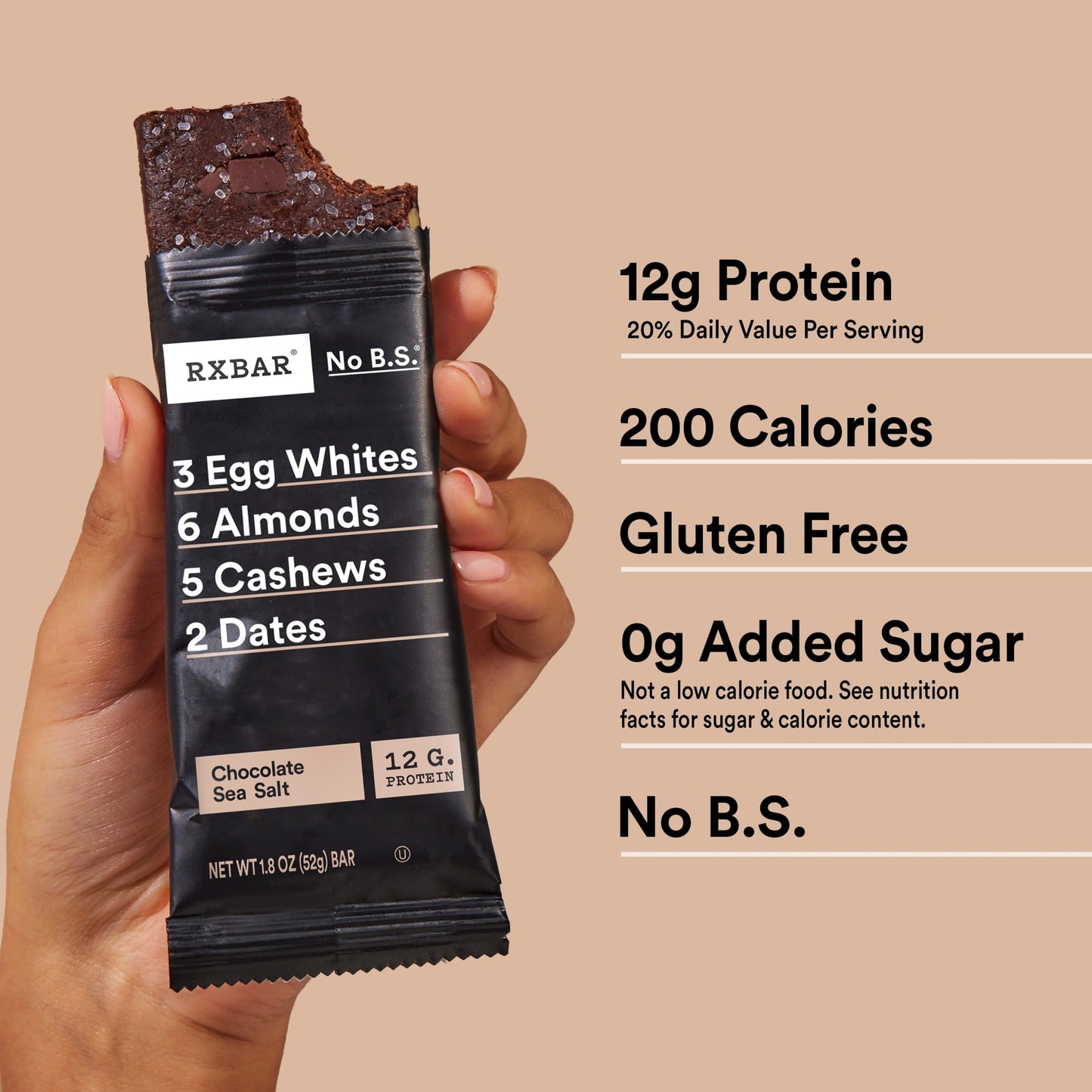 RXBAR Protein Bars Gluten-Free, Chocolate Sea Salt, 12 Count