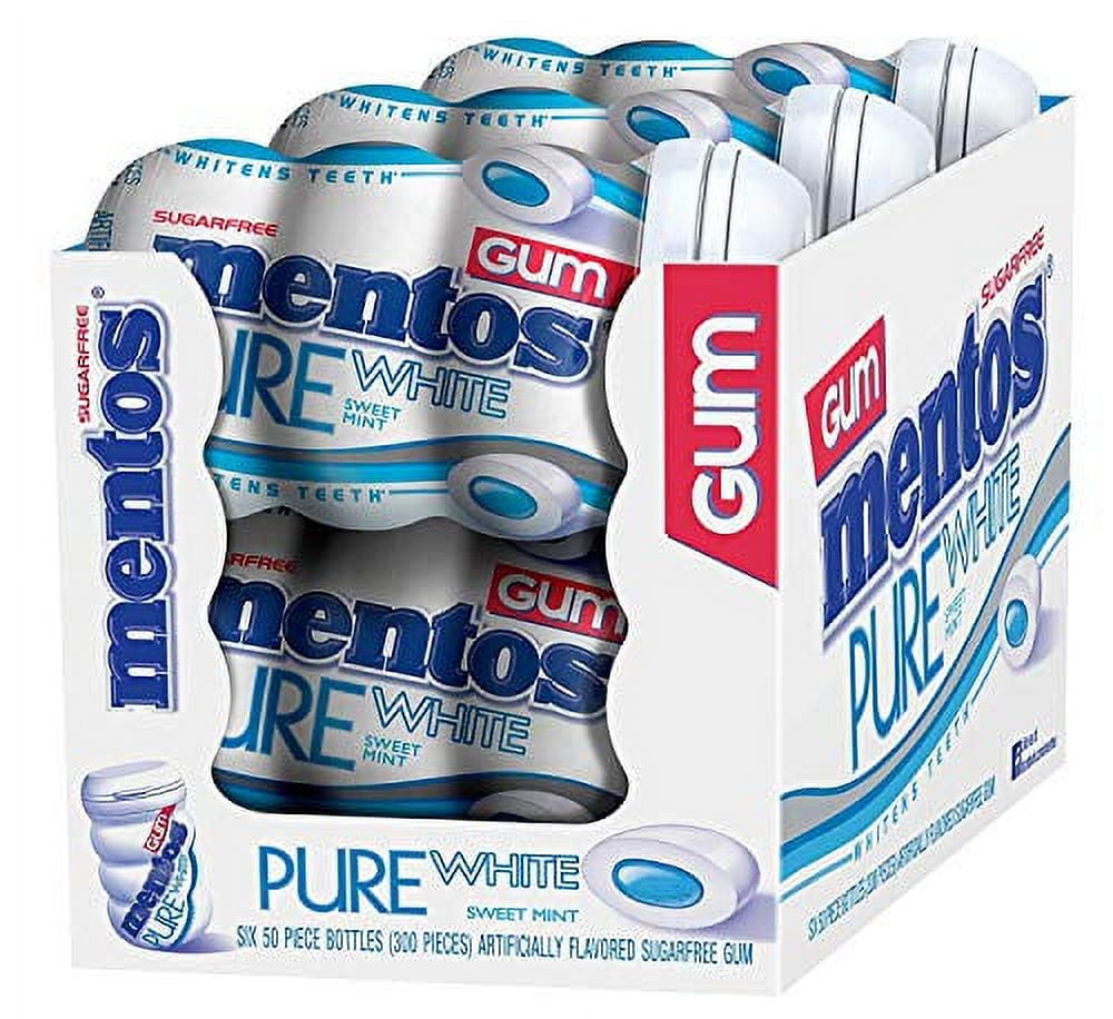Mentos Pure Fresh Sugar-Free Chewing Gum, Sweet Mint, 50 Count, 6 Bottles (300 Regular Size Pieces)