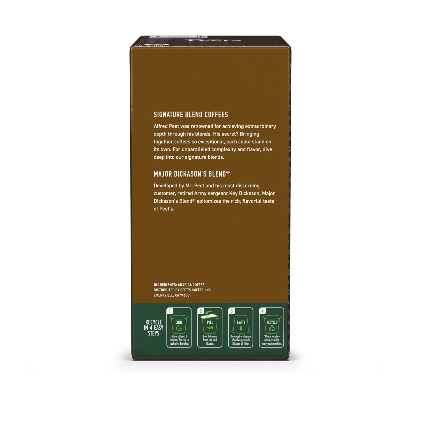 Peet's Coffee Major Dickason's Blend Premium Dark Roast Single Serve Coffee Pods, 22 Count