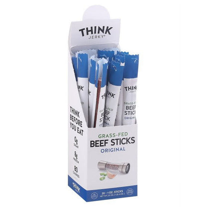 Think Jerky Original Beef Sticks, Gluten and Sugar Free, No Nitrates, Keto Paleo Friendly High Protein Low Carb Meat Snack - 1.0 oz Sticks, 20 Pack