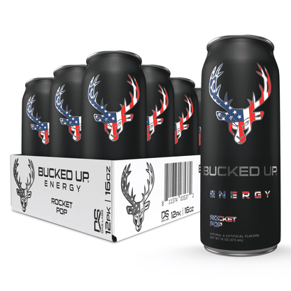 Bucked Up Energy Drink, Rocket Pop, 12 Cans, 16 fl oz, 300 mg Caffeine