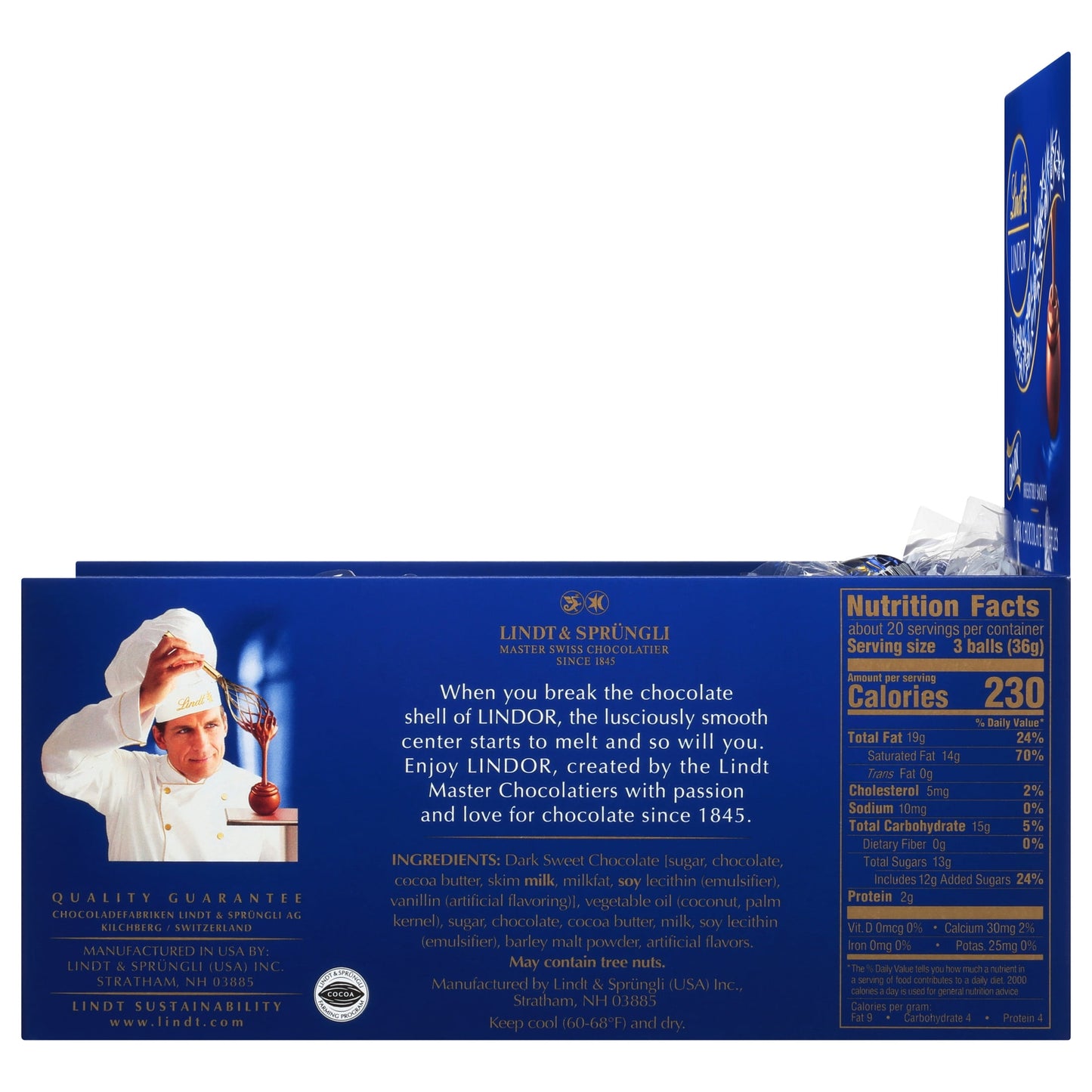 Lindt Lindor Dark Chocolate Candy Truffles, 25.4 oz., 60 Count
