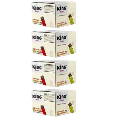 King Classic Disposable Butane Lighters Assorted Colors 50 Lighters Per Box 200 Count 4 Boxes