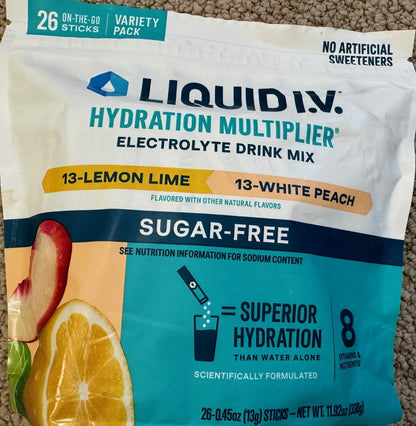 Liquid I.V. Hydration Multiplier, 26 Individual Serving Stick Packs in Resealable Pouch, Sugar Free, Variety Pack