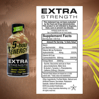 5-hour ENERGY? Shot, Extra Strength, Sour Apple, 1.93 oz, 12 Count