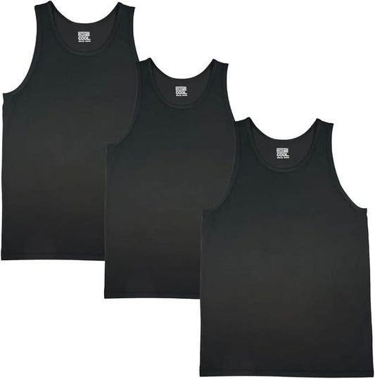 32 Degrees Mens Comfort Mesh Tank Top, 3 Pack (Black, Medium)