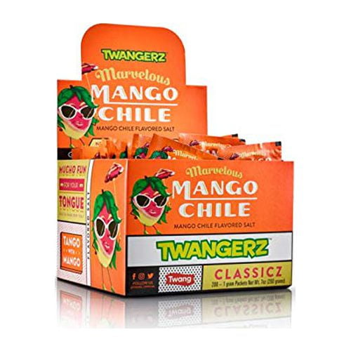 Twangerz Snack Topping, Mango Chile, 1 Gram Packets (Pack of 200)