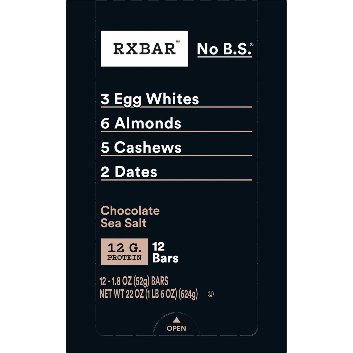 RXBAR Protein Bars Gluten-Free, Chocolate Sea Salt, 12 Count