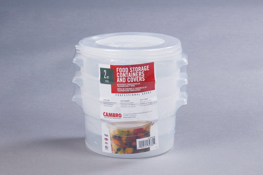 Cambro Food Storage Containers and Covers, 2 Quart, 3 Pack