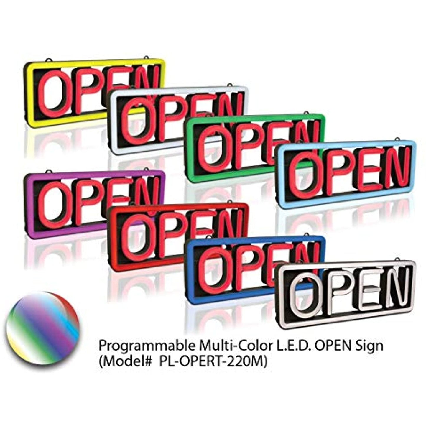 Pro-Lite Ultra Bright Electronic LED Neon Multi-Color Business Store Window Open Sign, 8.25" H x 22" W x 2" D, 7 Programmable Border Colors, 9 Animation Effects & Speed Control, Wireless Remote