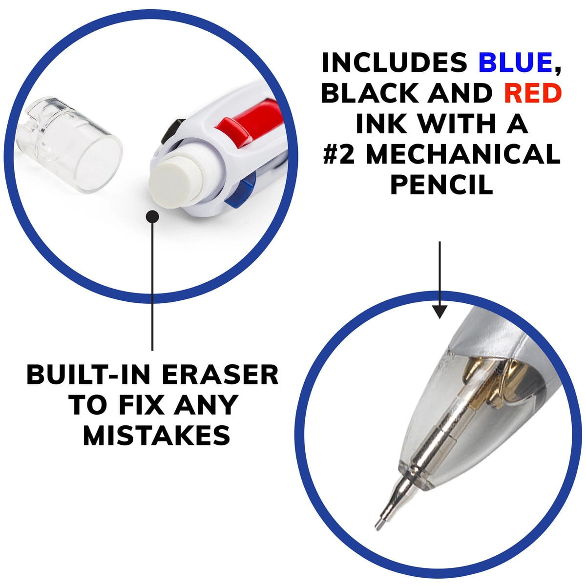 BIC Grip 4 Color Ball Pens with 3 Color + Pencil Set, 10-count
