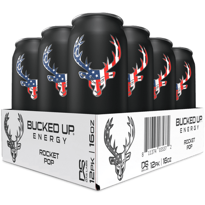 Bucked Up Energy Drink, Rocket Pop, 12 Cans, 16 fl oz, 300 mg Caffeine