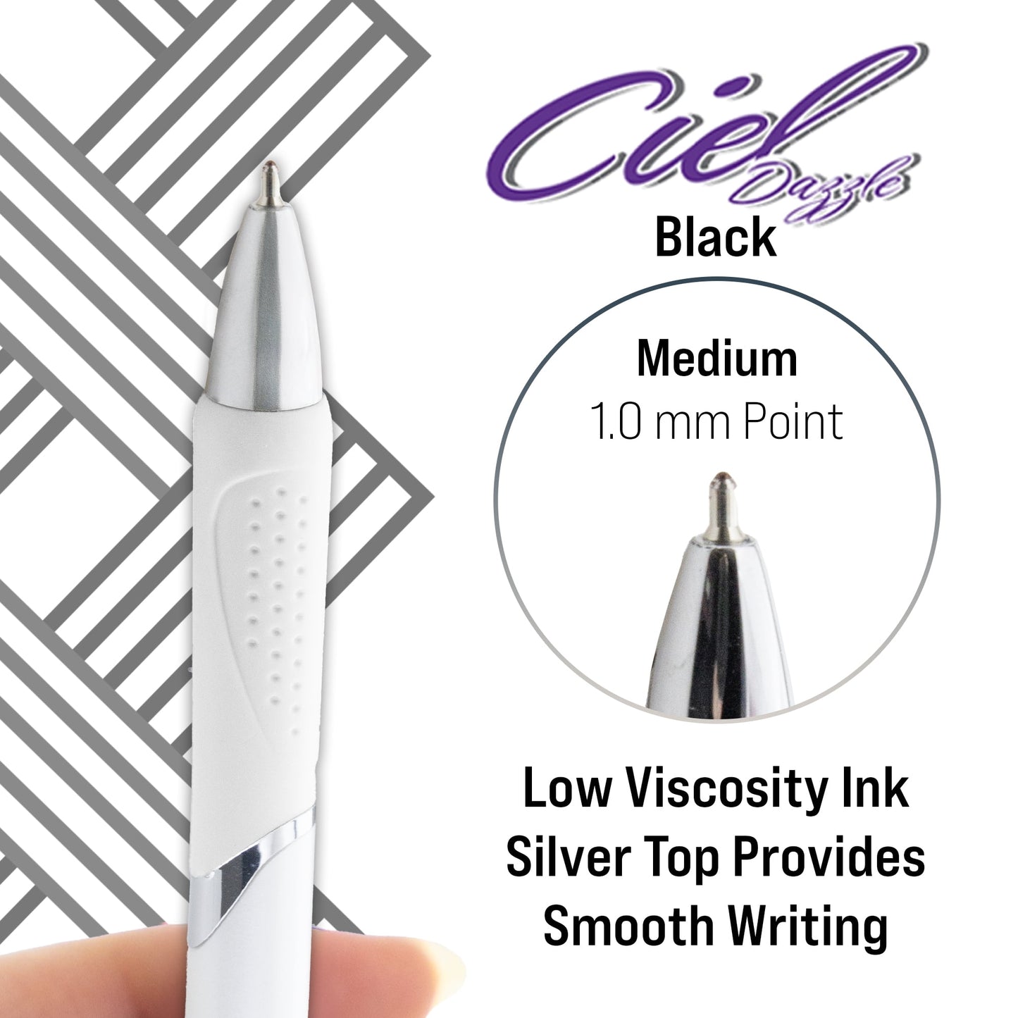 BAZIC Ciel Fuse Tech Ink Retractable Pen w/ Rubber Barrel, 0.7mm (2/Pack), 6-Pack