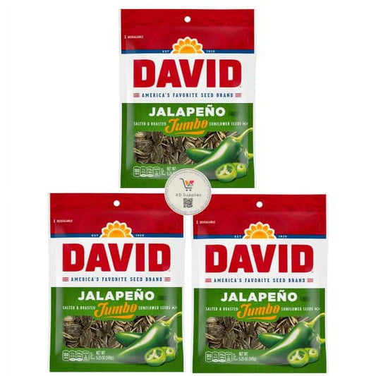 David's Salted & Roasted .. Sunflower Seeds, (Pack of .. 3) 5.25 oz Bags .. (Jalapeno)