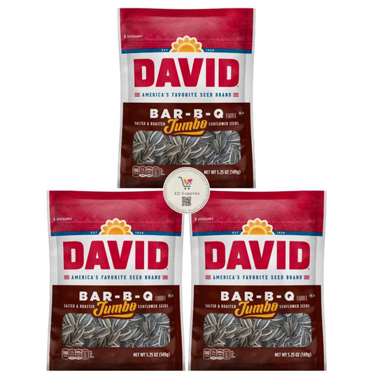 David's Salted Roasted Sunflower Seeds, (Pack of 3) 5.25 oz Bags (Barbeque)