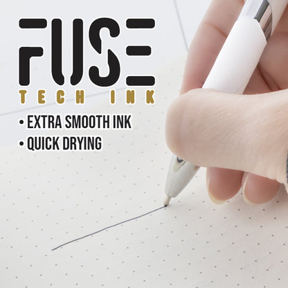 BAZIC Ciel Fuse Tech Ink Retractable Pen w/ Rubber Barrel, 0.7mm (2/Pack), 6-Pack