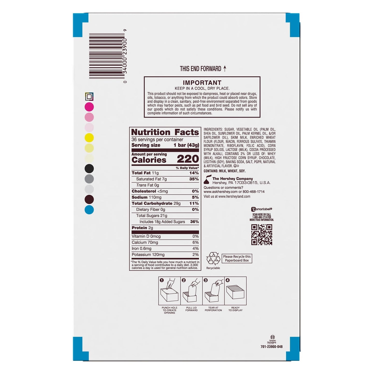 Hershey's Cookies 'n' Creme Candy, Bars 1.55 oz, 36 Count